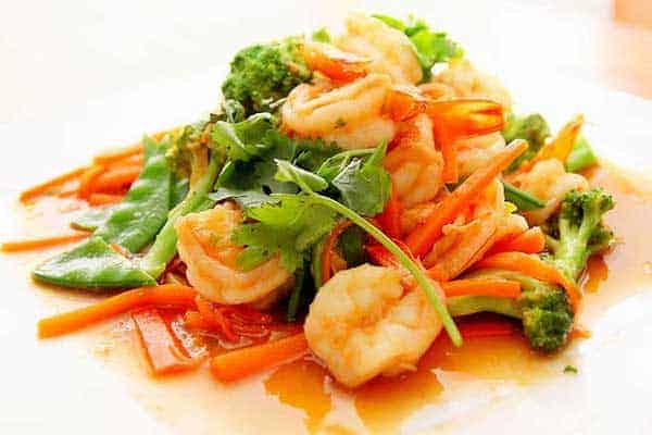 Tasty shrimp salad for lunch in Bangkok