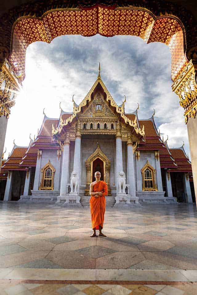 Buddist Monk at the Marble temple in Bangkok